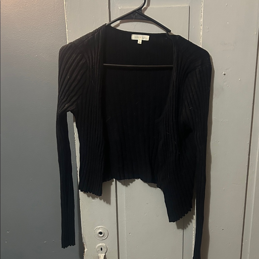 Ultra Flirt Black Ribbed Cardigan